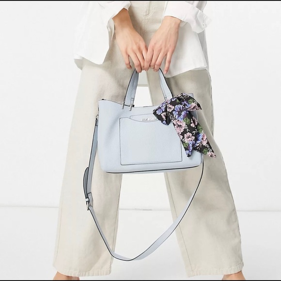 Steve Madden parker tote bag with scarf tie in light blue - Picture 3 of 10